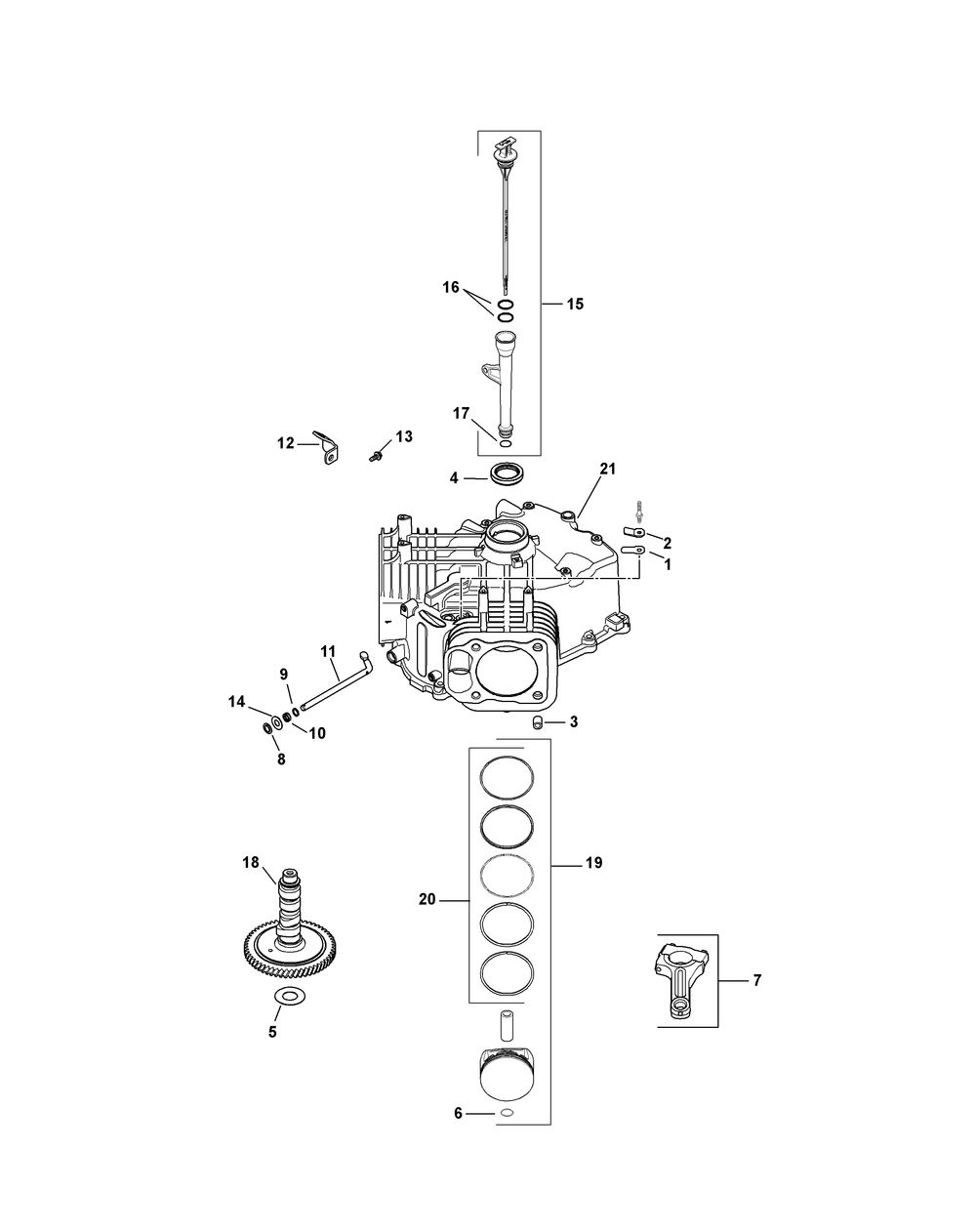 Kohler Sv710-3036 Crankcase Diagram and Parts List for Z-FORCES46 (17AF5BHH-17AF5BHH010)(2011) Cub Cadet Lawn Tractor